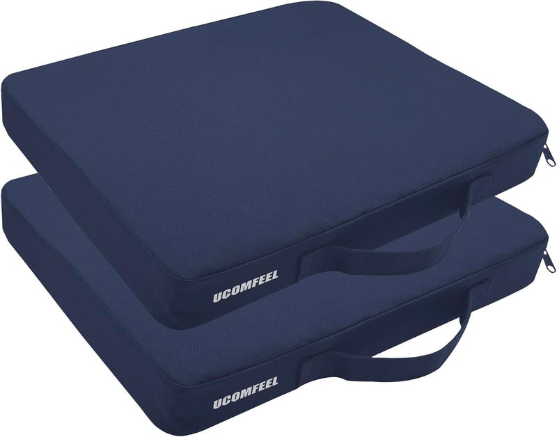 UCOMFEEL Portable Bleacher Seat Cushions with Handle, 2 Inches Thick, Waterproof Oxford Fabric, Zipper Design, Set of 2 (Blue) - Image 1